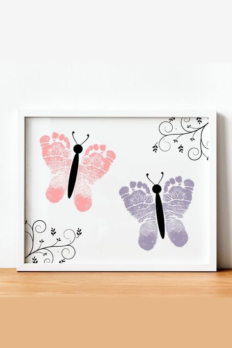 Sweet Memories: Baby Footprint Art Projects Mothers Day Crafts With Feet Prints, Foot Print Butterfly Crafts For Kids, Foot Print Ideas For Babies, Spring Baby Footprint Crafts, Keepsake Kids Crafts, 9 Month Old Arts And Crafts, Feet And Hand Print Art Kids, Handprint Butterfly Craft For Toddlers, Spring Footprint Crafts