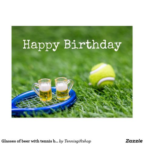 Glasses of beer with tennis ball birthday Card Happy Birthday Tennis, Gift Shop Products, Beer Card, Tennis Birthday, Tennis Party, Tennis Lessons, Happy Birthday Art, Happy Birthday Celebration, Ball Birthday