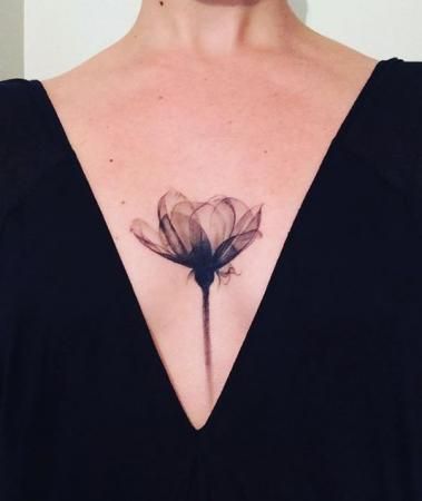 X Ray Lotus Tattoo, Black Silouette Tattoo, X Ray Flower Tattoo Lotus, Tulip Chest Tattoo, X Ray Flower Tattoo, X Ray Flower, Phoenix Tattoo Feminine, Ray Tattoo, One Word Tattoos