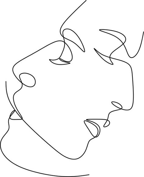 Linear lovers man and woman faces in min... | Premium Vector #Freepik #vector #faces-vector #face-vector #line-art-vector #face-drawing One Continuous Line Drawing, Vector Face, Face Line Drawing, Logo Face, Human Logo, Draw Two, Face Lines, Continuous Line Drawing, Continuous Line