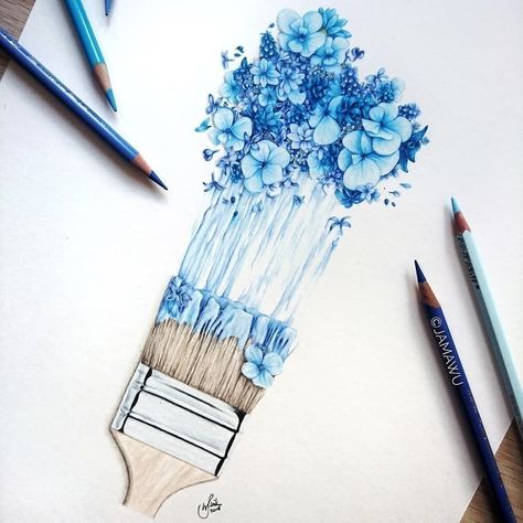 Blue flowers by jamawu | illustration inspiration Hur Man Ritar Blommor, Pika Pika, Drawings For Boyfriend, Jyn Erso, Flowers Illustration, Tiny Tattoo, Drawing Faces, Pencil Drawings Easy, Fastest Man