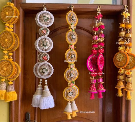 दिवाली Decoration, Diwali Wall Hangings, Diwali Hangings, Toran For Diwali, Toran Diy, Diwali Toran, Painted Mirror Art, Diya Diwali, Diya Decoration Ideas