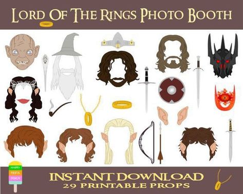 Lord of the Rings | Photo Booth Ideas For 21st Birthday, 21st Birthday Brunch, Lotr Birthday, Hobbit Birthday, Lotr Party, Printable Photo Booth Props, Elvish Wedding, Nerd Party, Dragon Lord