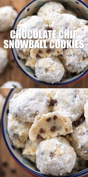 Snow Ball Cookies Recipes, Snowball Cookies Chocolate Chip, Chocolate Chip Snowball Cookies Recipe, Chocolate Chip Snowballs Recipe, Snow Balls Cookies, Best Snowball Cookie Recipe, Snowball Cookie Recipe, Christmas Baking Recipes, Snowball Cookies