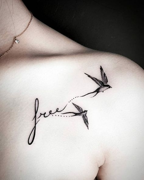 Free Like A Bird Tattoo, Strong Woman Tattoos Ideas, Single Life Tattoo, Freedom Tattoo Ideas Men, Set Free Tattoo Ideas, Free Tattoo Designs Words, Yet I Rise Tattoo, Beautiful Bird Tattoos For Women, Free At Last Tattoo