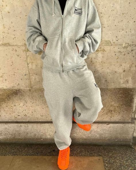 Nike x Stussy 🎱 Buy Now Pay Later with Afterpay / ZipPay / Klarna & more 🛒 #nike #stussy #nikestussy #hoodies Stussy Tracksuit, Gray Sweatpants Outfit, Nike X Stussy, Nike Stussy, Outfits Hombre, Sweatpants Outfit, Mens Fashion Streetwear, Grey Sweatpants, Buy Now Pay Later