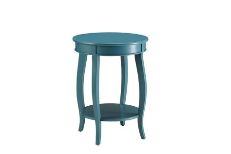 Aberta Side Table in Teal by ACME from Gardner-White Furniture End Tables Blue, Blue Painted Side Table, Teal End Tables, Mint Green End Table, Turquoise Side Table, Blue Side Table, Round Wood Side Table, Round Shelf, Powell Furniture