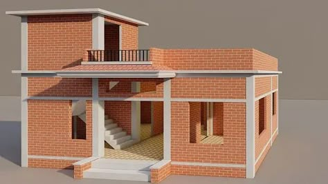 Simple Village House Design, Village House Plan, Village Plan, Small House Design Kerala, Micro House Plans, 20x30 House Plans, 3d House Plans, Little House Plans, House Outer Design