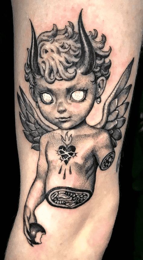 Beast Tattoo Design Images (Beast Ink Design Ideas) Beast Tattoo Design, Horror Tattoo Ideas, Beast Tattoo, Satanic Tattoos, Cupid Tattoo, Monster Tattoo, Evil Tattoo, Evil Tattoos, Demon Tattoo