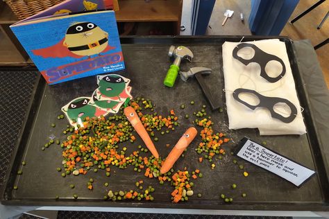 The children used their fine motor and sorting skills to separate the carrots and peas before smashing the evil peas! Christmas 2019, Fine Motor, Peas, Literacy, Christmas