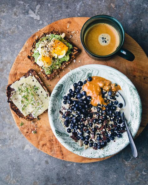 Strong breakfast game this morning with lots of Nordic elements. Wild Swedish blueberries, seeds, oat milk, black coffee, Danish rye bread, Swedish cheese. Love breakfast more than dinner. Especially this season. #breakfast #scandi #blueberries #ryebread Danish Rye Bread, Nordic Diet, Diet Breakfast, Rye Bread, Breakfast Brunch Recipes, Oat Milk, Green Kitchen, Rye, Black Coffee