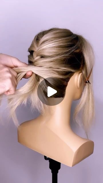 Short Hair Hair Dos For Wedding, Short Blonde Hair Upstyles, Easy Updos For Medium Hair Braid, Up So Short Hair, Hair Up Do For Short Hair, Hairdo For Shoulder Length Hair, Loose Updo Short Hair, Mid Length Updo Tutorial, Faux Hawk Updo Short Hair