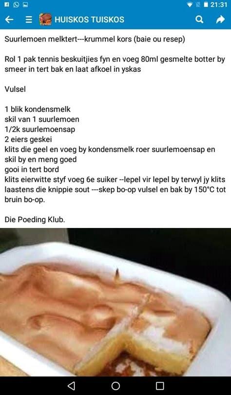 Koue Poedings, Afrikaans Recipes, Milk Tarts, Milk Recipes Dessert, Fancy Desserts Recipes, Food Bakery, Homemade Sauce Recipes, Condensed Milk Recipes, Cake Recipes Easy Homemade