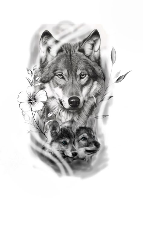 Mom Wolf And Cubs Tattoo, Wolf Pack Tattoo For Women, Wolf Mom And Pup Tattoo, Wolf Mom Tattoo, Wolf And Cub Tattoo Design, Alpha Female Wolf, Wolf Pack Tattoo, Wolf Tattoos For Women, Cubs Tattoo