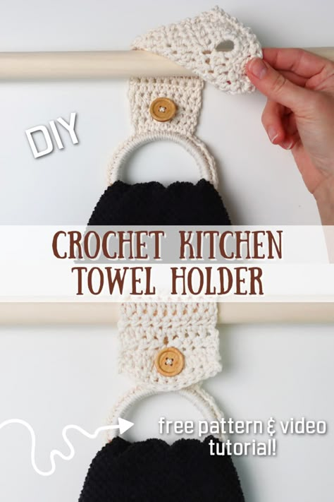 Knitted Kitchen Towel Holders, Crochet Kitchen Towel Holders Free Pattern, Easy Crochet Towel Holder Free Pattern, Crochet Kitchen Towel Holder Pattern Free, Crochet Dish Towel Holder Pattern Free, Crochet Tea Towel Holder, Crochet Hand Towel Holder, Crochet Towel Ring Holder Free Pattern, Crochet For Kitchen