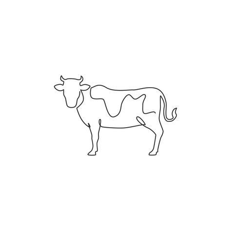 Cow Illustration Drawing, Cow Outline Drawings, Minimalist Cow Tattoo, Cow Drawings Easy, Fine Line Cow Tattoo, Cow Simple Drawing, Cow Logo Design Ideas, Cows Tattoo, Cow Outline Tattoo