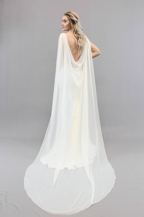 Bridal Cape Veil, Bridal Capelet, Chiffon Cape, Wedding Dresses High Low, Gown Ideas, Dress Cape, Veil Accessories, Bridal Designers, Cape Style