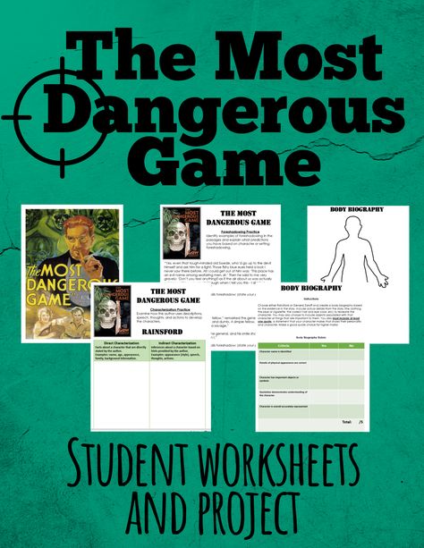 Everything you need to analyze the classic creepy story The Most Dangerous Game. This file includes teacher notes (editable PPT file) with notes on foreshadowing and suspense, as well as direct and indirect characterization. Students will have some prereading questions (I use these as a class debate or a four corners and students love to discuss!) to stimulate discussion and get them hooked into the story. Assistant Principal Interview Questions, Direct And Indirect Characterization, The Most Dangerous Game, Creepy Story, Most Dangerous Game, The Tell Tale Heart, Game Activities, Colorful Classroom, Teaching High School English