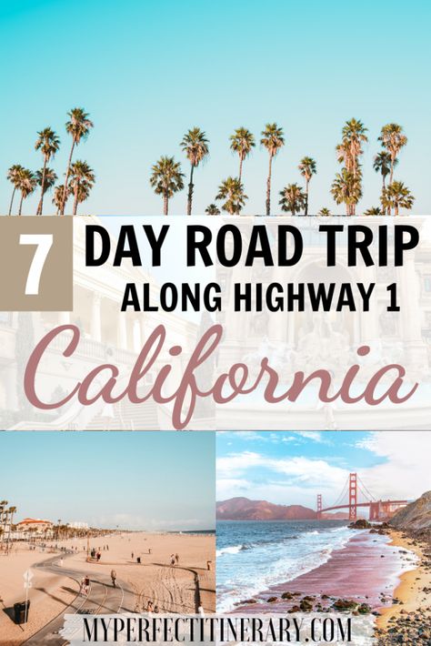 California Itinerary 1 Week, Pch Road Trip, California Road Trip Itinerary, California Coast Road Trip, California Road Trip, California Travel Guide, Highway 1, Us Road Trip, Usa Travel Guide