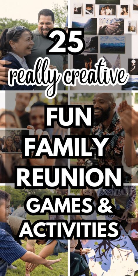 Family Reunion Games and Party Activities - fun ideas for family parties, games for family reunions and fun family reunion ideas for kids and adults #familyreunion #reuniongames #partygames #partyideas Family Reunion Kids Games, Family Reunion Ideas Themes, Reunion Activities, Family Reunion Ideas, Family Reunion Themes, Family Reunion Activities, Reunion Games, Family Reunion Games, Family Reunion Planning