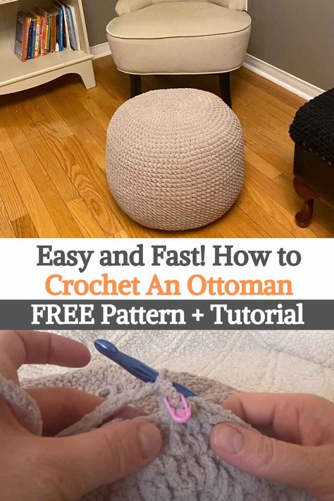 Crochet Ottoman Pattern Free Poufs & Ottomans, Pouf Ottoman Crochet Pattern, Crochet Ottoman Pattern Free, Diy Poofs Ottoman, Crochet Pouf Pattern Free, Crochet Beanbag, Diy Crochet Pouf, Crochet Household Items, Pouf Ottoman Diy