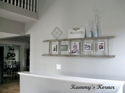 Hallway Ladder Wall Decor, Photo Hanging Ideas, Long Wall Decor, Katie White, Wall Ladder, Photo Hanging, Diy Wand, Hanging Ideas, Other Half