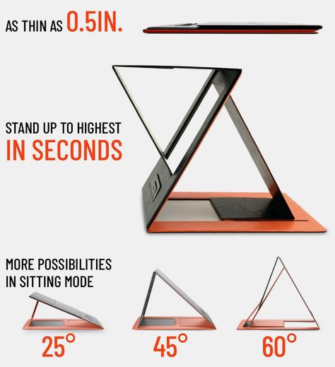 Sleek Laptop Stands designed to eliminate bad posture + boost WFH productivity - Yanko Design Desk Black, Origami Folding, Work Routine, Bad Posture, My Laptop, Sit Stand Desk, Laptop Desk, Flexible Working, Laptop Stand