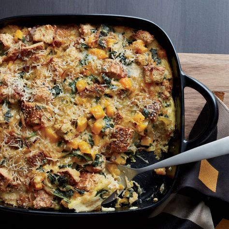 Egg Dinners, Kale Casserole, Multigrain Bread Recipe, Butternut Squash And Kale, Brunch Casserole Recipes, Butternut Squash Spinach, Make Ahead Brunch Recipes, Thanksgiving Casserole, Multigrain Bread