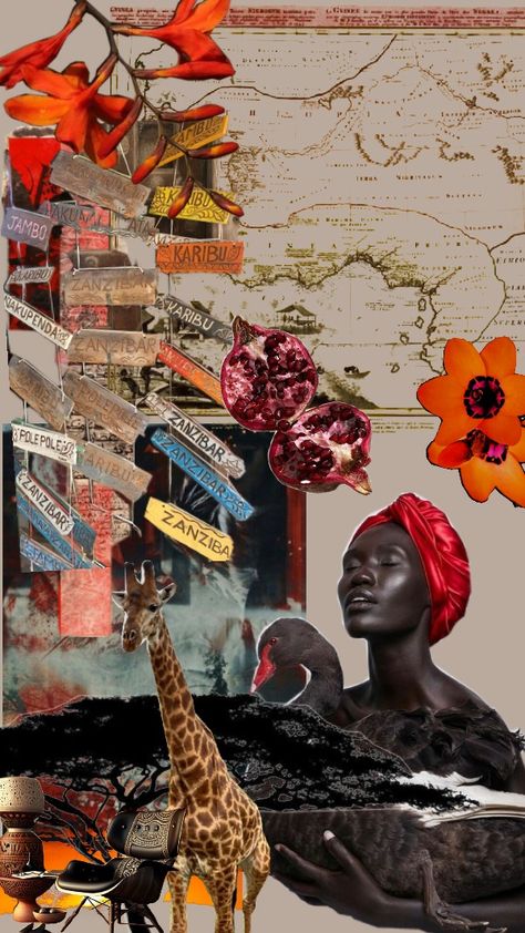 #africa #motherland #rich #the beginning of it all Africa Collage Art, African Wallpaper Iphone, Americanah Book, Africa Collage, African Collage, Africa Aesthetic, African Landscape, Boards Ideas, Christian Quotes Wallpaper