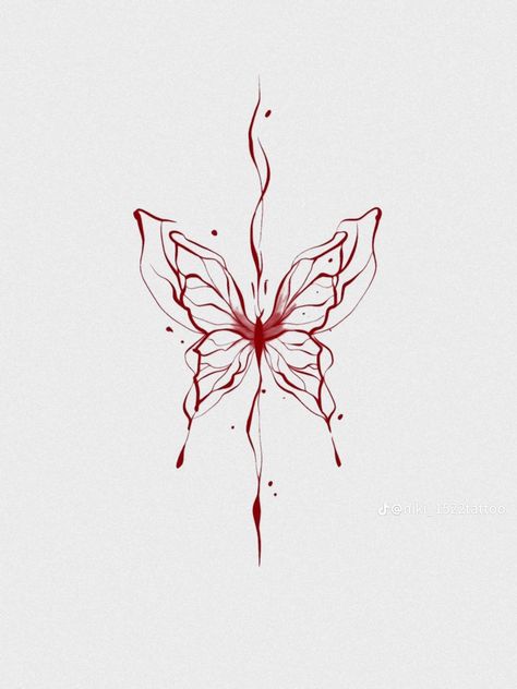 Red Butterfly Tattoo, Dragonfly Drawing, Scar Cover Up, Tattoo Red, Red Vines, Vine Tattoos, Red Tattoos, Collar Bone Tattoo, Symbol Tattoos