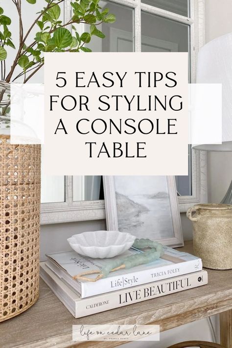 Glass Console Table Decorating, How To Decorate Console Table, Entryway Console Table Decorating, Console Table Under Tv, Console Tables In Living Room, Styling A Console Table, Simple Home Upgrades, How To Decorate A Console Table, Style A Console Table