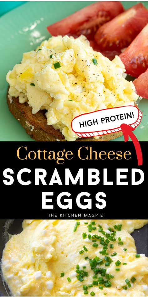 Scrambled Egg with Cottage Cheese Eggs With Cottage Cheese Scrambled, Egg Whites And Cottage Cheese, Eggs With Cottage Cheese, Cheese Eggs Recipe, Cottage Cheese Scrambled Eggs, Homestyle Recipes, Egg Brunch Recipes, Cottage Cheese Breakfast, Scrambled Eggs With Cheese