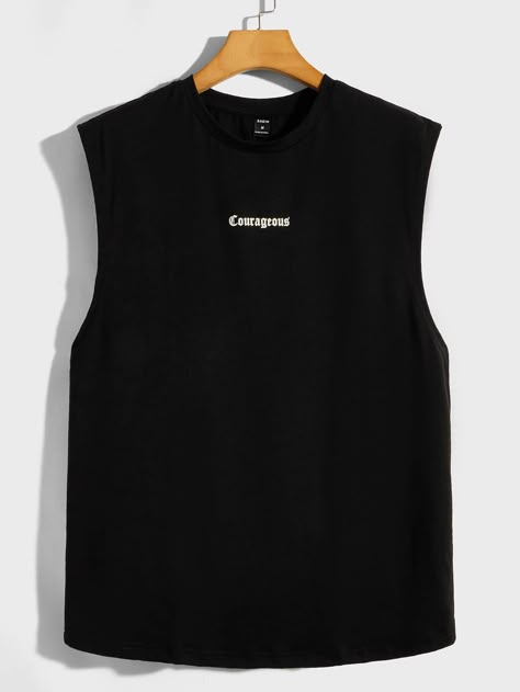 Sleeveless Tee Men, Sleeveless T Shirt Men, Singlet Outfit Men, Fugaku Uchiha, Black Sleeveless Shirt, Shein Men, Tank Tops For Men, Singlet Tops, Tshirt Design Men