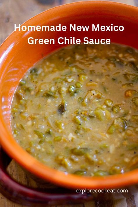 A terracotta bowl containing green chile sauce. Green Chili Sauce Recipe, Green Chile Sauce Recipe, Homemade Green Chili, Chile Sauce Recipe, Hatch Green Chili Recipe, Pork Green Chili, Hatch Chili Recipes, Green Chili Salsa, New Mexico Recipes