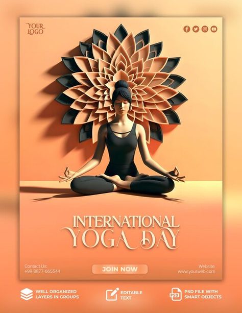 PSD international yoga day post banner o... | Premium Psd #Freepik #psd Poster For Yoga Day, Poster On Yoga Day, International Yoga Day Creative, International Yoga Day Poster, Poster On International Yoga Day, Sports Templates, International Yoga Day, Logo Psd, Yoga Day