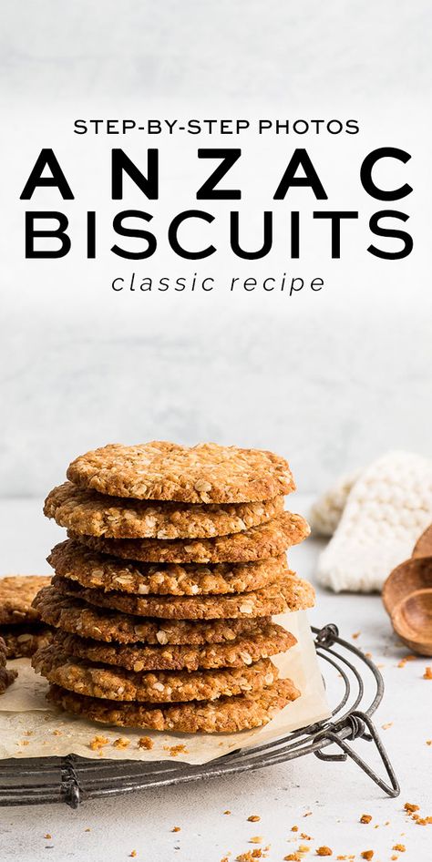 Anzac Biscuits with step-by-step photos | Eat, Little Bird #anzac #anzacbiscuits Easy Anzac Biscuits, Healthier Cookies, Chocolate Caramel Slice, Biscuits Recipes, Easy Food Recipes, Anzac Biscuits, Scratch Recipes, Homemade Snickers, Australian Food