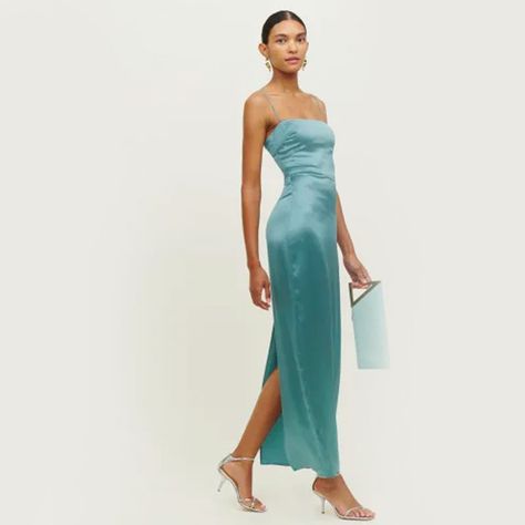 Frankie Silk Dress Reformation, Frankie Dress Reformation, Reformation Frankie Silk Dress, Reformation Frankie Dress, Silk Dress Reformation, Silk Dress Wedding Guest, Frankie Silk Dress, Strapless Silk Dress, Bm Dresses