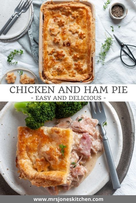 Chicken Pie Recipe Easy, Turkey And Ham Pie, Chicken And Ham Pie, Ham And Leek Pie, Ham Pot Pie, Christmas Pie Recipes, Ham Pie, Easy Creamy Chicken, Chicken Pie Recipe