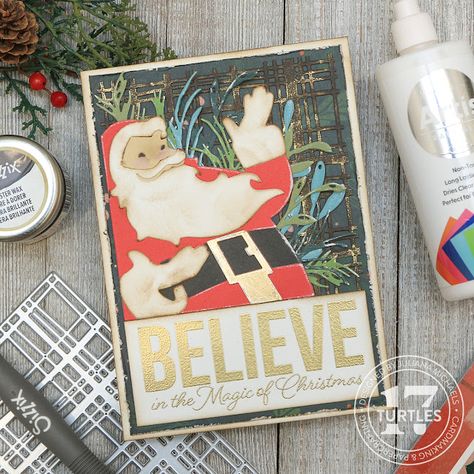 Tim Holtz Sizzix Dies, Tim Holtz Christmas Cards, Making Christmas Cards, Tim Holtz Christmas, Santa Card, Distress Crayons, Magic Christmas, Tim Holtz Cards, Xmas 2022