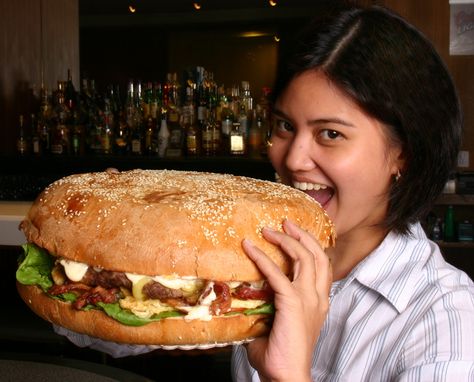 Stay Big.    Bigger is better for a huge appetite.    At Holiday Inn Manila Galleria, bigger is better at Holiday Inn Manila Galleria, try the biggest burger in town - the Big Buns Burger. Indulge in the 2 pounds juicy goodness of grilled beef topped with the freshest vegetables, crispy bacon, lots of eggs and layers and layers of melt in your mouth cheese. Chef Skills, Crazy Burger, Big Food, Big Burgers, Kids Eat Free, Big Bun, Grilled Beef, Food Board, Big Meals