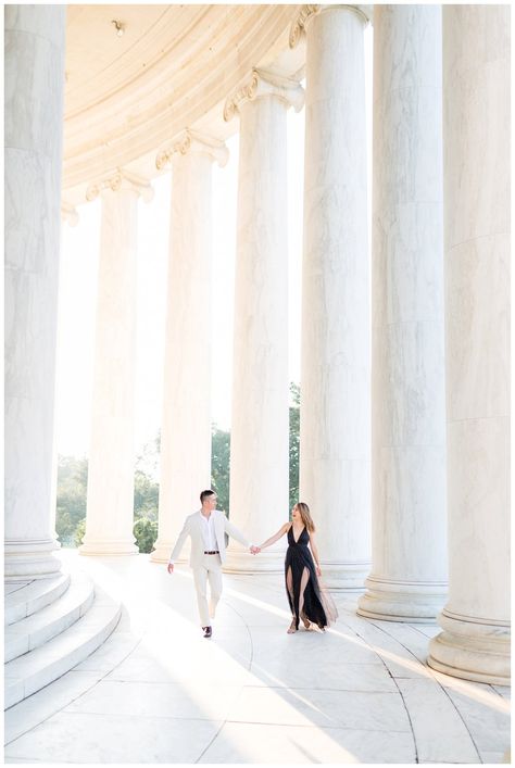 Washington DC Engagement Photos | Jefferson Memorial + Georgetown Engagement | Christina and Shaun - kir2ben.com Dc Photoshoot, Washington Dc Engagement Photos, Museum Engagement Photos, Dc Wedding Photos, Dc Engagement Photos, New England Beach, Washington Dc Engagement, New England Winter, Columbia Wedding