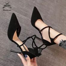 Black Wedding Shoes, Heels High Classy, Roman Sandals, Women Dresses Classy, Suede High Heels, Stiletto Sandals, Strap Shoes, Hot Shoes, Black Wedding