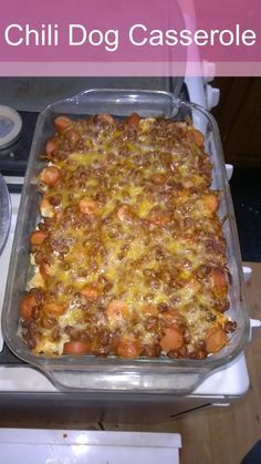 Chili dog casserole but without the bun Chilli Dog Casserole, Bag Of Potatoes, Hot Dog Casserole, Chili Cheese Hot Dog, Chili Dog Casserole, Hamburger Potato Casserole, Chili Dog, Chicken Crockpot Recipes Easy, Chili Dogs