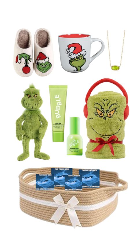 Burr basket #christmas #thatfeelingwhenkneesurgeryistomorrow Burr Basket Ideas Under 20$, Burr Basket, Basket Christmas, Easy Christmas Gifts, Green Theme, Easy Christmas, Basket Ideas, Christmas Gift Ideas, Grinch