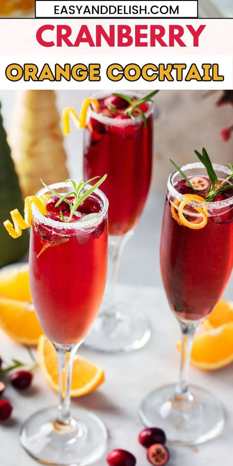 Raise a glass this Thanksgiving with a bubbly and delicious cranberry orange cocktail, blending festive flavors for a refreshing toast that perfectly complements your holiday feast! Orange Curacao Drinks, Cranberry Thanksgiving Cocktails, Thanksgiving Cranberry Cocktail Recipes, Cranberry Orange Drink Holiday Parties, Make Ahead Alcoholic Drinks, Cranberry Orange Cocktail Drink Recipes, Cranberry Orange Martini, Cranberry Orange Juice Cocktail, Cranberry And Orange Juice Cocktails