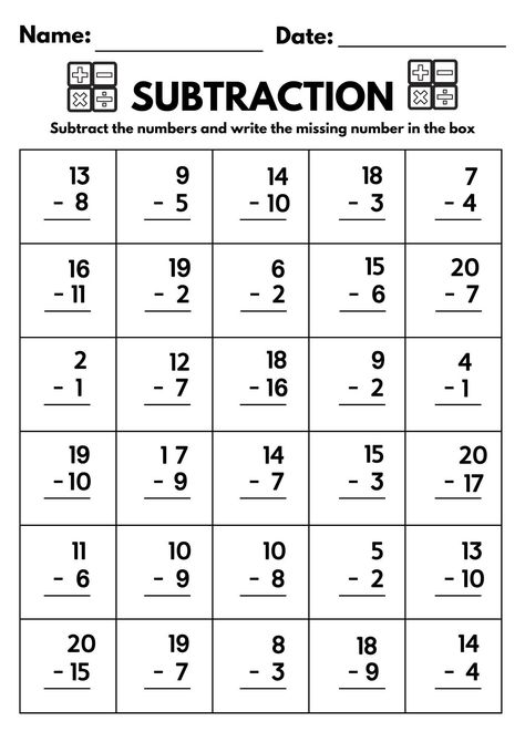 10 Printable Subtraction Fill in the Blanks Worksheets numbers 1-20 for Kindergarten-1st Grade-2nd Grade Math. Subtraction Worksheets - Etsy in 2024 | Subtraction worksheets, Kindergarten math worksheets free, Elementary worksheets Subtraction Worksheets 2 Digit, Substraction 20 Worksheet, Maths Sums For Grade 1, 1st Grade Math Subtraction Worksheets, First Grade Subtraction Worksheet, Math For Second Grade Worksheets, Grade 2 Subtraction Worksheet, Subtraction 2 Digits Worksheets, Math Problems For 2nd Grade