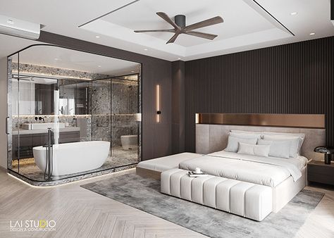 Hotel Room Suite Interior Design, Bedroom Bathroom Open Concept Master Suite, Master Bathrooms With Bathtub, Luxury Bedroom Floor Plan, Connected Bathroom And Bedroom, Bathtub In Bedroom Master Suite, Suite Room Design Hotel, Small Luxury Hotel Room, Bathtub In The Bedroom