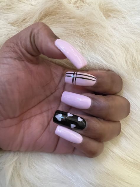 Pastel Pink And Black Nails, Pink Black And White Nails, Pink And Black Nails, Pink Black Nails, Stylish Nails Designs, Awesome Nails, Healing Hands, Birthday Nails, Matte Nails