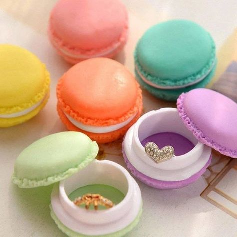 A set of mini macaron trinket boxes you can use for small jewelry, office supplies, or even just for decor. These pretty little things will brighten up your space and your day. Cute Pill Box, Mini Macaron, Candy Jewelry, Medicine Boxes, Cosmetic Box, Pill Case, Packaging Supplies, Macaroons, Light Orange