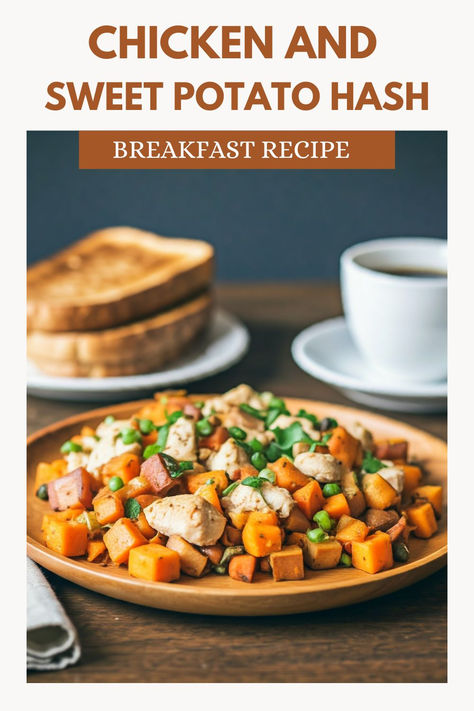 Start your morning right with this hearty and healthy Chicken and Sweet Potato Hash! Packed with protein and fiber, this quick breakfast recipe combines tender chicken, sweet potatoes, and savory spices for a delicious, satisfying meal. Perfect for meal prep or a weekend brunch, it's a flavorful, balanced dish that's both nutritious and filling. Try it today! Sweet Potato Hash Breakfast, Potato Hash Breakfast, Chicken Hash, Chicken Sweet Potatoes, Chicken Breakfast Recipes, Chicken And Sweet Potato, Chicken Breakfast, Potato Hash, Quick Breakfast Recipes